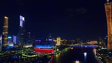 广州城市夜景珠江城市风光视频的预览图